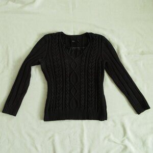 Style & Co Petite blk Cable Cotton Sweater - sz L